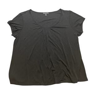 Eileen Fisher 100% Silk Blouse Short Sleeve Top Shirt Black Womens Size XL